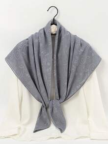 1pc Women Bandana Cashew Flower Embossed Chiffon Square Scarf With Fringes, Versatile For Daily Use - Multicolor - View 2