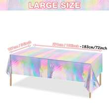1件彩色塑料桌布，美人鱼主题生日派对桌布，美人鱼桌布装饰一次性用品，一次性生日派对桌布，长方形彩色塑料桌布，毕业典礼、婚礼、野餐装饰派对桌布 - 彩色 - 查看 11