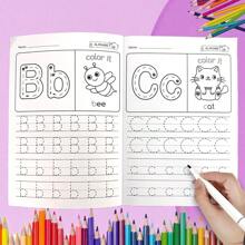 Cahier de 28 pages, A-Z, Alphabet ABC, Mots Anglais Phonétiques, Alphabet pour Enfants, Convient pour l'Entraînement au Contrôle de l'Écriture et la Pratique de l'Éveil, Jeux de Lecture pour Enfants, Cahier d'Écriture pour Préscolaires, Papier Imperméable, Matériel Pédagogique, Jouets Éducatifs Précoces pour Enfants, Montessori, Matériel d'Apprentissage, Cadeau d'Anniversaire pour Garçons et Filles, Entraînement de la Concentration, Exercices de Contrôle du Stylo