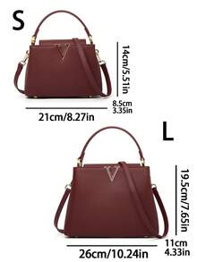 Túi xách nữ có dây đeo vai có thể tháo rời, Túi đeo chéo thời trang bằng da hạt sỏi nhỏ, Túi xách nữ công sở giản dị, hoàn hảo cho văn phòng, công việc và đi làm - Màu Đỏ Sâu - Xem 2
