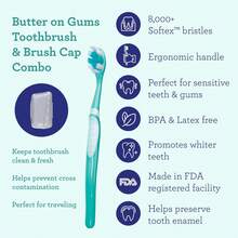 GuruNanda Travel-Friendly Oral Care Kit- 1 Butter On Gums Toothbrush, 1 Tongue Scraper, 4 Dual-Action Floss Picks, 1 Coconut & Mint Oil Pulling Sachetpuh1dian - 綠色 - 查看 5