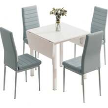 White Table + 4 Gray Chairs