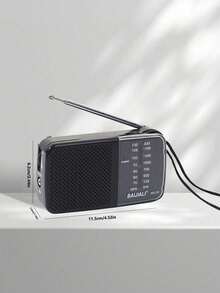 便携式 AM/FM 收音机，全波段收音机，老式全波段复古，全波段收音机，续航时间长，带麻绳 - 黑色 - 查看 7