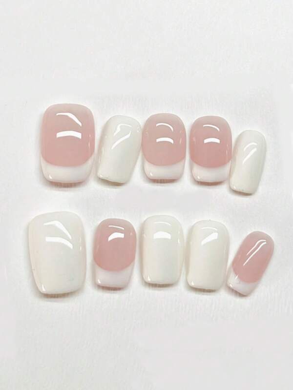 10pcs Natural French White Short Minimalist Handmade False Nails