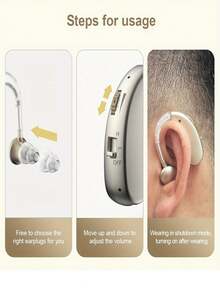 ersowha 2pcs Premium Rechargeable In-Ear Headphones (Non-Wireless), With Volume Control And Lithium-Polymer Rechargeable Battery, Hearing Aid Ear Hook Style, Noise Cancelling, Sound Amplifier, Hearing Assistance And USB Charging - Multicolor - View 6