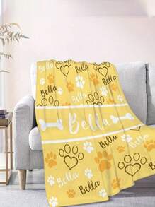 Manta personalizable con estampado de huella de mascota en colores vibrantes - Suave, cálida y ligera de franela para sofá, cama, viaje, campamento, oficina - Personalizada con nombre, impresión digital para todas las temporadas, lavable a máquina y acogedora. Regalo ideal personalizado y único para familia, mascotas, dormitorio, sala de estar, sala de té, sofá