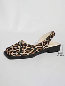 2026 Designer Luxury Buckle Strap Flat Shoes, Women's Pointed Toe Casual Mule Sandals - Leopard - View 10
