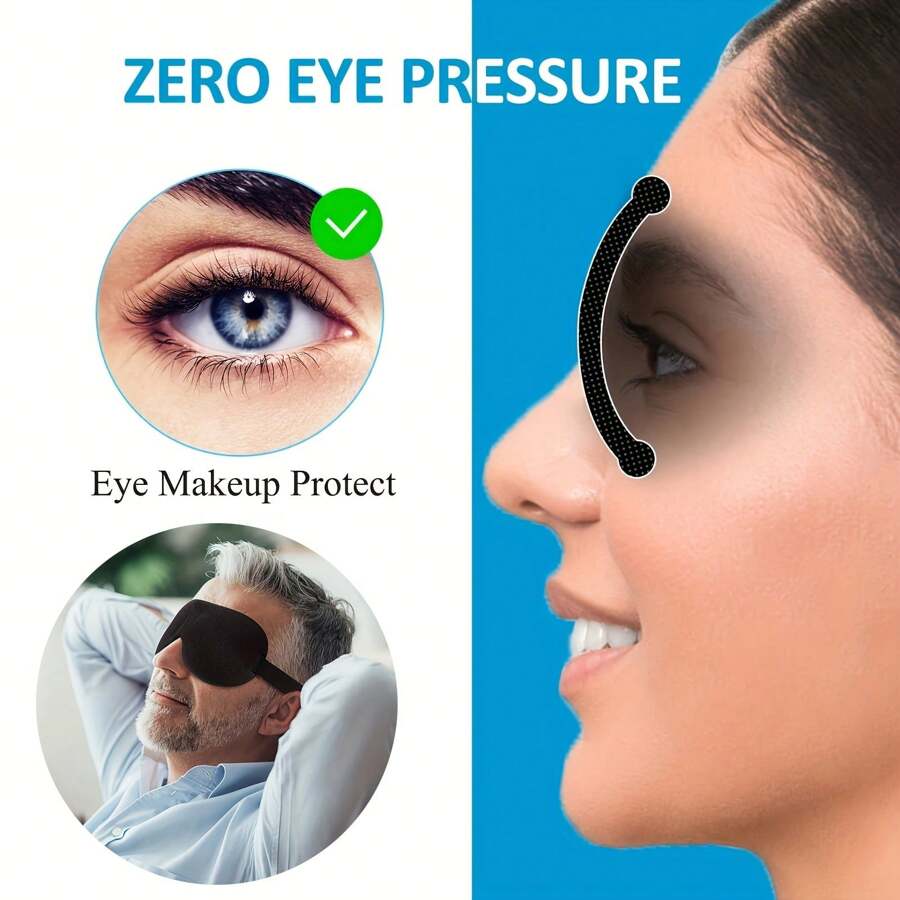 1pc Black Blackout Eye Mask, Men's And Women's Blackout 3D Sleep Mask - Comfortable Polyester Fiber, Suitable For Supine And Lateral Sleepers