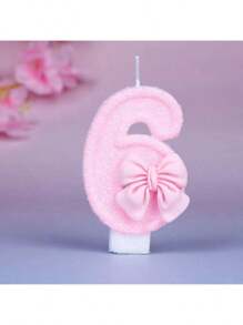 1pc-12pcs Straight Candles Creative Number Candles Cute Bowknot Birthday Candles Holiday Party Anniversary Cake Candles Pink