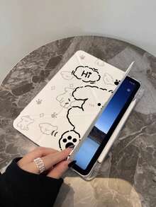 DANYCASE Dog Pattern Protective Case, Compatible With IPad A16 2025, Air 11/13, M2/M3, Pro 11/13, M4 2024, Air 4/5/10th Gen 10.9, Pro 11th Gen 9th Gen 8th Gen 7th Gen 10.2, Pro 12.9th Gen 4th Gen 5th Gen 6th Gen, Transparent Back Cover Y-Fold Protective Case