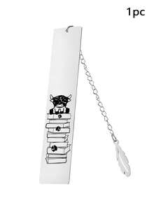 Graverat bokmärke i rostfritt stål - söt höglandskon-design, perfekt present till lärare och bokälskare, skolmaterial, tillbaka till skolan - Silver - Visa 10