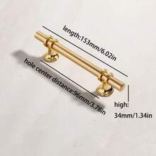 6件装铝合金黑金门把手衣柜厨柜抽屉实心拉手家具把手欧式现代五金 - 金色 - 查看 6