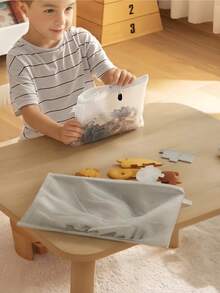 5pcs Baby Nursery Storage Bags, Children's Puzzle Toy Storage Pouch, Breathable Travel Baby Clothes Organizer Bag, Kids Stationery Pencil Case - White - View 5