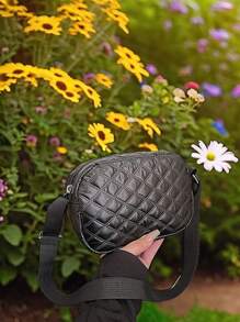 1 pezzo Borsa a tracolla casual da esterno di colore solido con motivo a reticolo di diamanti, adatta per lo shopping, i viaggi, borsa a tracolla