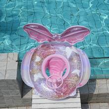 Purple And Pink Mermaid Tail Swimming Ring For Children Inflatable PVC Swimming Float With Glitter And Steering Wheel