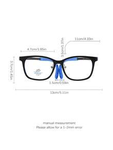 1pc Kids Fashion Square Frame Glasses, Non-Prescription, Anti-Slip, Flexible, Casual, Suitable For Boys And Girls - Elastic a - View 3