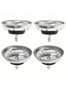 2/4 piezas Conjunto de colador y tapón para fregadero de cocina de acero inoxidable - Fácil de instalar, duradero y previene obstrucciones