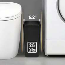 Cubo de basura para baño con tapa, cubo de basura delgado de 10 litros/2.6 galones, pequeño cubo de basura con tapa emergente para cocina, dormitorio, sala de estar, oficina (negro) - Blanco - Ver 11