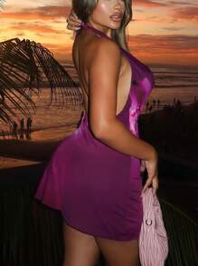 Women's Fashionable Backless Mini Dress, Comfortable And Flattering Design For Spring/Summer