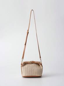 Tropiscape 轻便休闲迷你简约手提草编包，适合青少年女孩、女性、大学生，是大学、户外活动、旅行、郊游、海滩、秋季、圣诞节、冬季圣诞节礼物的理想之选。