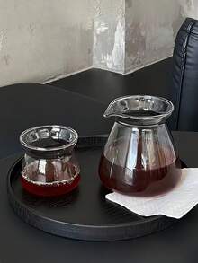 1pc日式INS风玻璃咖啡壶小众创意咖啡杯极简手动滴滤咖啡分享壶 - 透明 - 查看 11