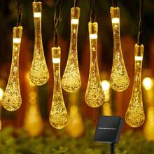 Solar String Lights, Small Crystal Ball/Waterdrop-Shaped Lights, Outdoor String Lights, With 8 Lighting Modes, Waterproof, Powered By Solar Energy. Suitable For Summer Gardens, Yards, Porches, And Can Be Used For Wedding And Party Decorations (Warm White).