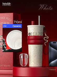 Vaso aislado de gran capacidad de 500ml/700ml/710ml - Taza de café de acero inoxidable con tapa, vaso de viaje para bebidas calientes y frías, compatible con portavasos de coche, material, tapa con orificio y portaboquillas, banda de silicona antideslizante, portátil y duradero para uso en exteriores, campamento, oficina, como regalo de botella de agua para la novia, estudiante, vuelta al cole del chico