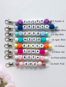 1pc Customized Silicone Bead Keychain, Personalized English Letters, Name Keychain, Bag Accessories, Unique Customized Gifts