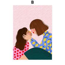 母爱儿童抽象墙面艺术海报印刷品帆布装饰画墙面装饰壁画客厅装饰可选画框 - 彩色 - 查看 13