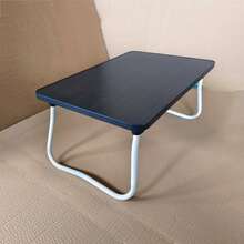 1 pieza Escritorio de cama portátil y plegable para portátil, mesa de estudio informal para dormitorio, escritorio de aprendizaje para estudiante - Blanco y Negro - Ver 1