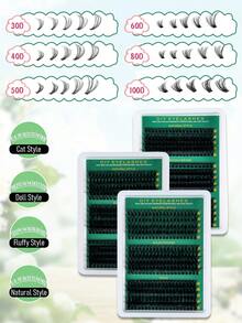 MEM 270 件/290 件/300 件睫毛簇 30D+40D+50D/40D+60D+80D/60D+80D+100D DIY 睫毛延长仿貂睫毛 - 优质 D 卷曲自然卷曲单根睫毛簇，用于 DIY 睫毛延长 - 可重复使用、轻巧且易于粘贴 睫毛簇、睫毛簇、单根睫毛、睫毛、假睫毛 - D - 查看 7