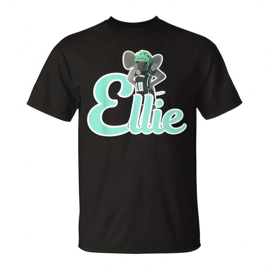 Big Ellie Ny Mascot Marquee T-Shirt  220g High-Quality Pure Cotton T-Shirt With Minimalist Printing, Soft And Breathable Fabric, Comfortable And Loose, Suitable For All Day Wear, Suitable For Office Casual Wear, Spring And Summer Daily Appearance, Elegant And Youthful Design - 黑色 - 查看 1