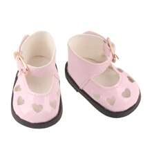 1 Pair Vintage Sweet Style Heart Hollow Out Small Leather Shoes Suitable For 14 Inch Doll, Multi-Color Fashion Cute Elegant, Suitable As Gift For Children's Day, Birthday, Festival For Kids