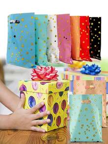 30个装 - 9.4*6.3英寸 婴儿派对礼品袋、生日糖果袋、儿童生日派对回礼袋、儿童生日派对礼物袋,星形图案,适用于婴儿派对、迎婴派对、婚礼、新年等场合。(1种颜色10个装) - 彩色 - 查看 9