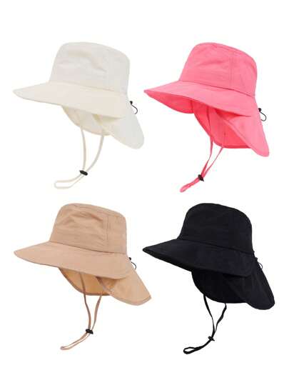 1PC Quick-Dry Baby/Kids Sun Hat With Big Shawl And Large Wide Brim,Suitable For Summer Children Boys Girls Outdoor Activities,Parks,Beach,Swimming Sunscreen Hat