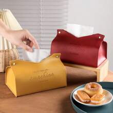1pc Elegant Golden "Enjoy Your Life Sunshine Happiness" Tissue Box - Rectangular, Stylish Home Decor For Living Room, Bedroom, Kitchen | Ideal Christmas & Halloween Gift, Gift Tissue Box | Modern Tissue Holder | Zinc Alloy Handles, Tissue Box Decor, School Supplies,Back To School