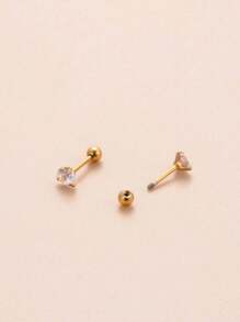 3 pares de pendientes de cartílago minimalistas y sofisticados de acero inoxidable con zirconia redonda para perforaciones pequeñas