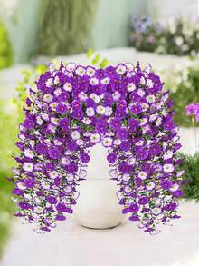 1/2/4/6pcs Artificial Eucalyptus Silk Flower Vines, UV-Resistant Greenery For Outdoor Hanging, Suitable For Anniversary, Graduation, Wedding, Party, Home, Office, Porch, Garden, Wall Decor In Spring & Summer - Morning Glory Wall Hanging Two Colors-02 - View 10