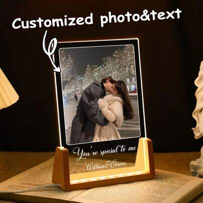 1 Tấm đèn ngủ ảnh cá nhân, Đèn đôi, Khung Acrylic tùy chỉnh, Trang trí phòng ngủ, Đèn ngủ LED tùy chỉnh, Quà tặng cho anh ấy và bạn bè, gia đình và người thân, Văn bản ảnh tùy chỉnh, Sáu kiểu để lựa chọn, Đèn ngủ nhỏ tùy chỉnh