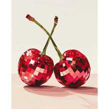 1PC Fashion Pink Disco Lemon Grape Apple Cherry Strawberry Poster Print Fashion Wall Art Picture Decor Frameless Canvas Painting Optional Frame ,Wall Art With Frame