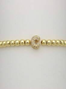 1 pieza pulsera con dije con letra de circonita cúbica de estilo clásico y de moda, pulsera de cadena ajustable de lujo con inicial A-Z, joya como regalo para mujeres