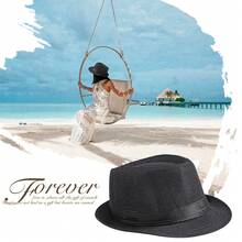 JEWELRYWE Men's Women's Simple Panama Sun Hat, Breathable Top  Hat, Summer Sun Hat - màu đen - Xem 6