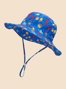 1pc Kids Cartoon Print Sun Protection Bucket Hat, Thin Breathable Bucket Hat, Beach Hat, Bucket Hat For Daily Use, Good Gift For Boys - Printed Bucket Hat - View 17