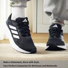 Adidas 男鞋女鞋運動鞋 GALAXY STEP 輕量舒適跑步鞋耐磨低筒休閒鞋 JQ7499 - 黑色/白色 - 查看 2