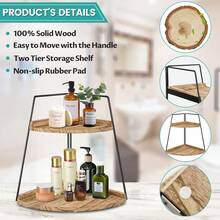 2 Tier Bathroom Organizer, Wooden Bathroom Countertop Organizer, Corner Shelf, Counter Stand, Bathroom Decor. - Màu nâu - Xem 4