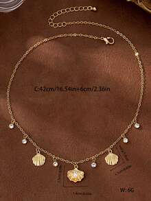 1pc Fashionable Minimalist Summer Ocean Elements Pearl Shell Pendant Necklace