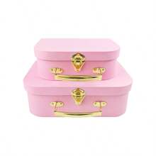 2Pcs Suitcase Gift Box Pink Storage Box Cosmetics Stationery And Jewelry Storage Birthday Gift Wrap Wedding Graduation Gift Wrapping Boxes School Supplies, Back To School