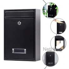 NetHong Large Letter Post Box Mail Box Steel Lockable Outdoor Wall Mounted With Keys - Black - View 6