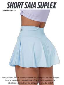 Women's Ruffled Short Skirt In High Quality Suplex Butt Cover Gym Fitness - 淺藍色 - 查看 1