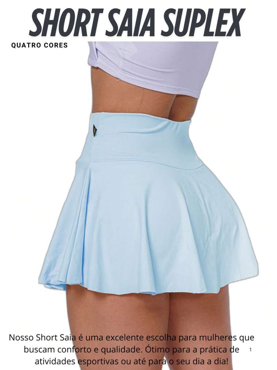 Women's Ruffled Short Skirt In High Quality Suplex Butt Cover Gym Fitness - 淺藍色 - 查看 1